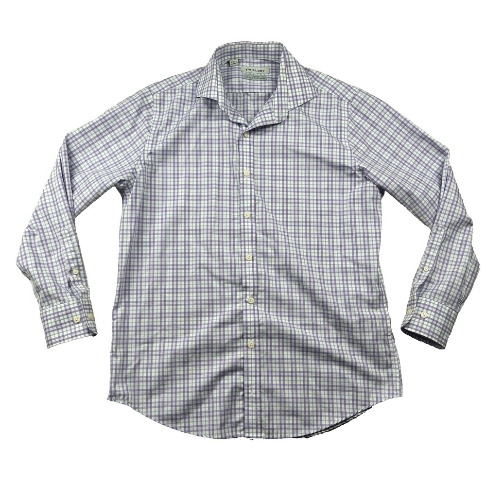 Twillory Shirt Mens 16 32/33 Casual Button Up Tailored Fit Safe Cotton Gingham